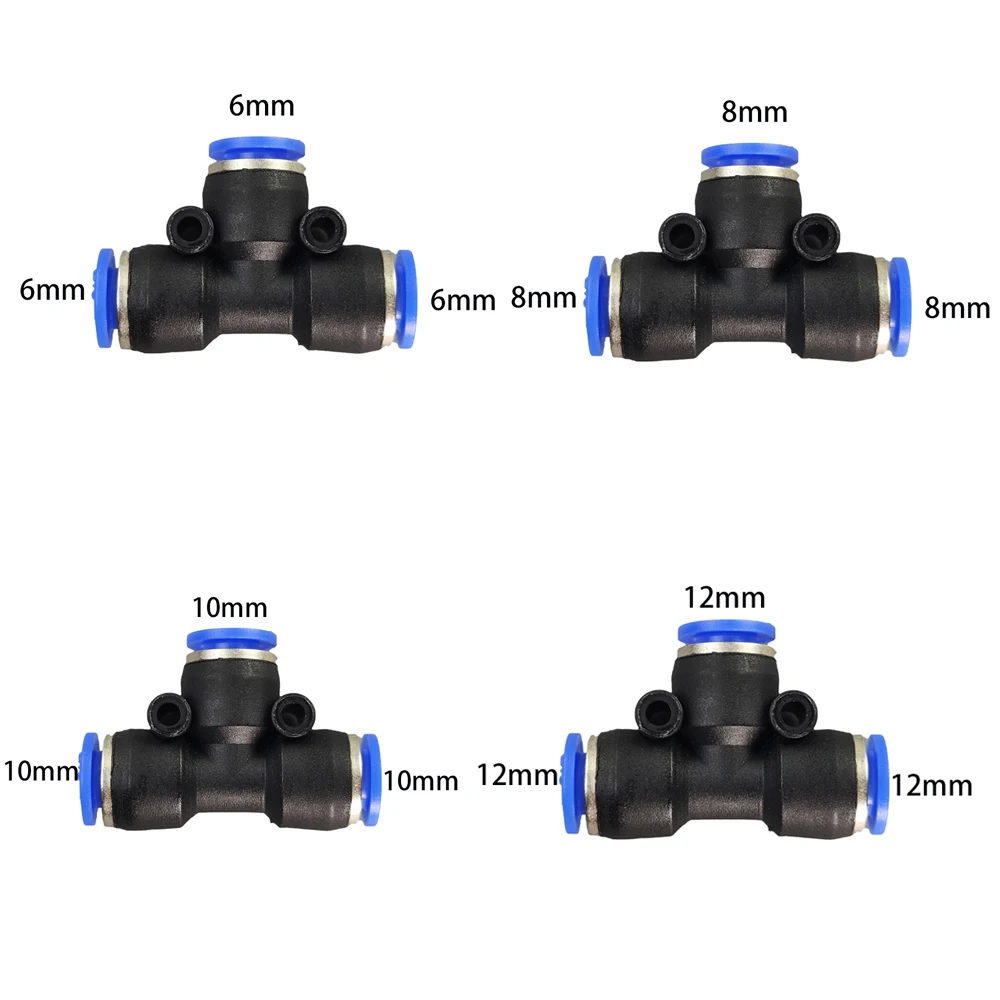 

PE Union Tee Push to Connect Airline Fittings for 4 6 8 10 12mm Tube,Quick Release Pneumatic Connector for Air Compressor