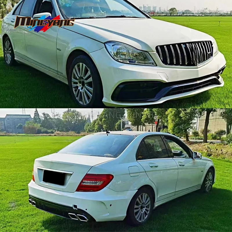 جودة عالية W204 Upgr إلى W205 Den سيارة الوفير شواء بوديكيت ل C الفئة W204 2007-2014 T #4