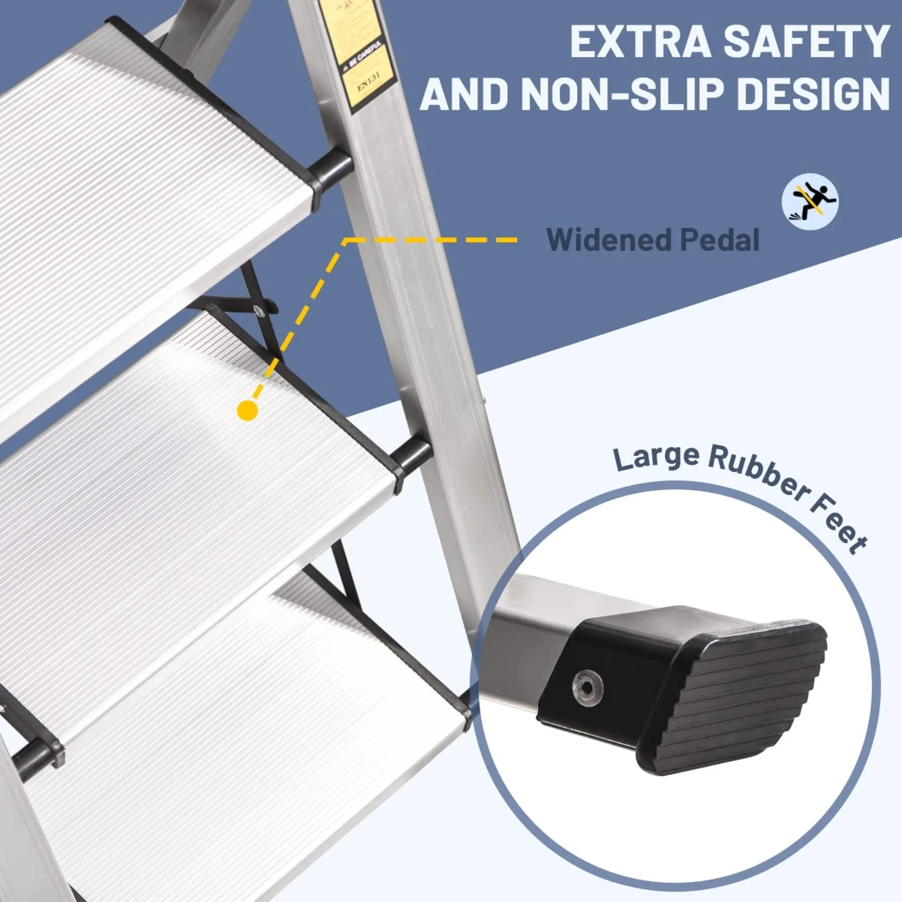 Drabinka 4-stopniowa, składany stołek ze składanym uchwytem i antypoślizgową szeroką pedałką, aluminiowe drabiny stołkowe 4-stopniowe