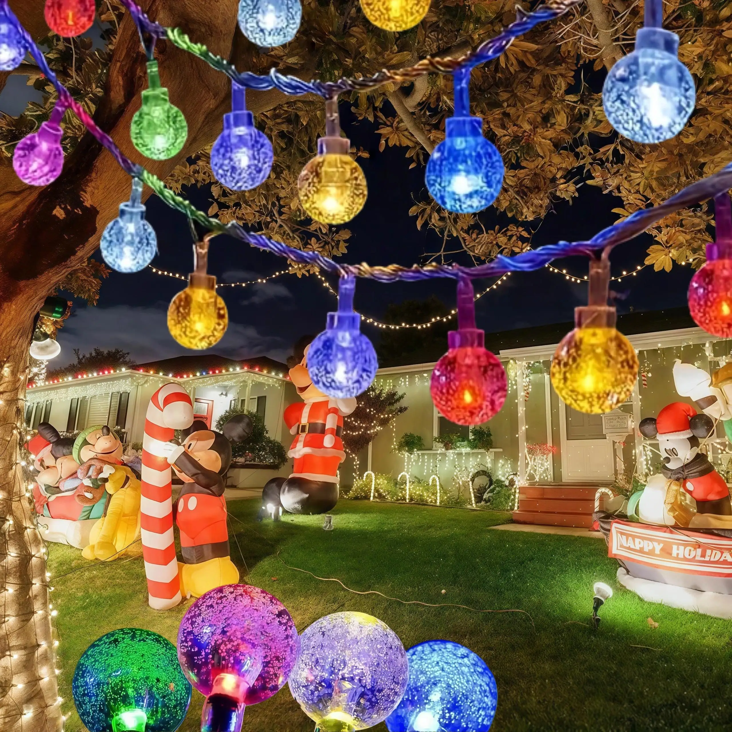 عيد الميلاد LED صور كليب سلسلة أضواء وكريستال الكرة الأسلاك النحاسية الجنية جارلاند لجدار غرفة نوم شجرة حفل زفاف الديكور #2