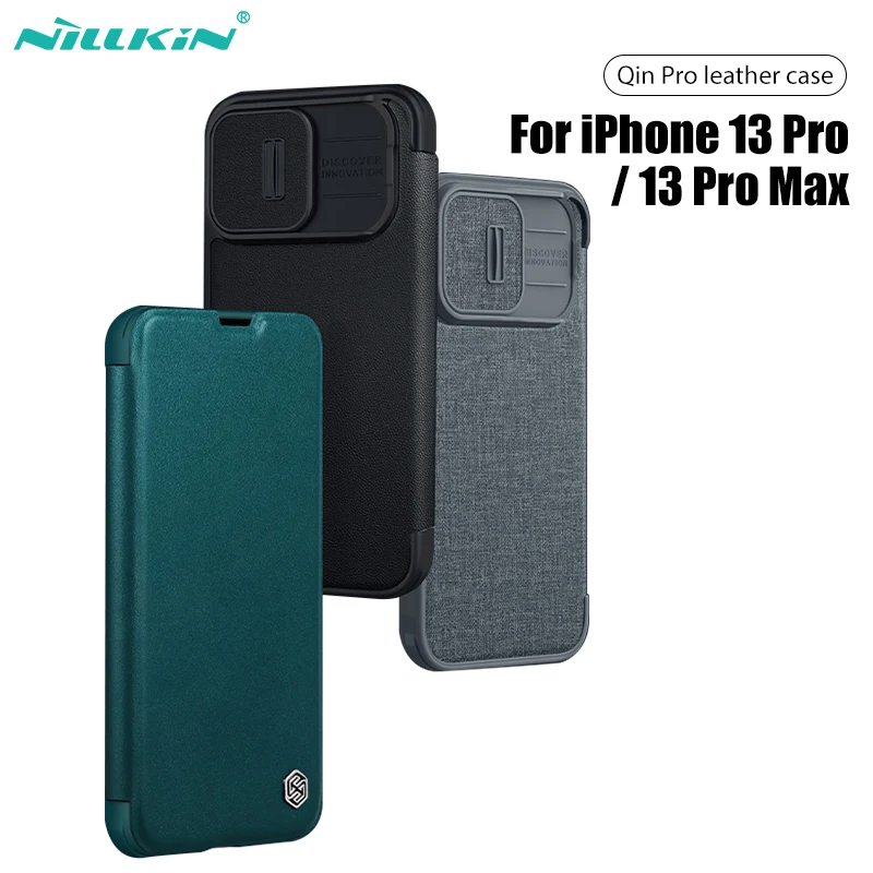 Per iPhone 14 Pro Max custodia NILLKIN Qin Pro Flip wallet leather + cloth Camera Protection Privacy Cover posteriore per iPhone 13 Pro Case