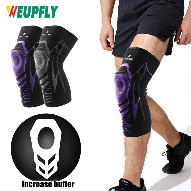 1Pcs Basketball Knee Pads with Support Silicon Padded Elastic Non-slip Patella Brace Kneepad for Fitness Gear Protector Tennis