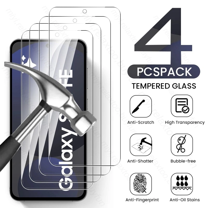 4 Stück SamsungS24FE Glas für Samsung Galaxy S24 FE 5G Displayschutzfolien Samsun Sansung S24FE GalaxyS24FE 2024 gehärtete Filmabdeckung