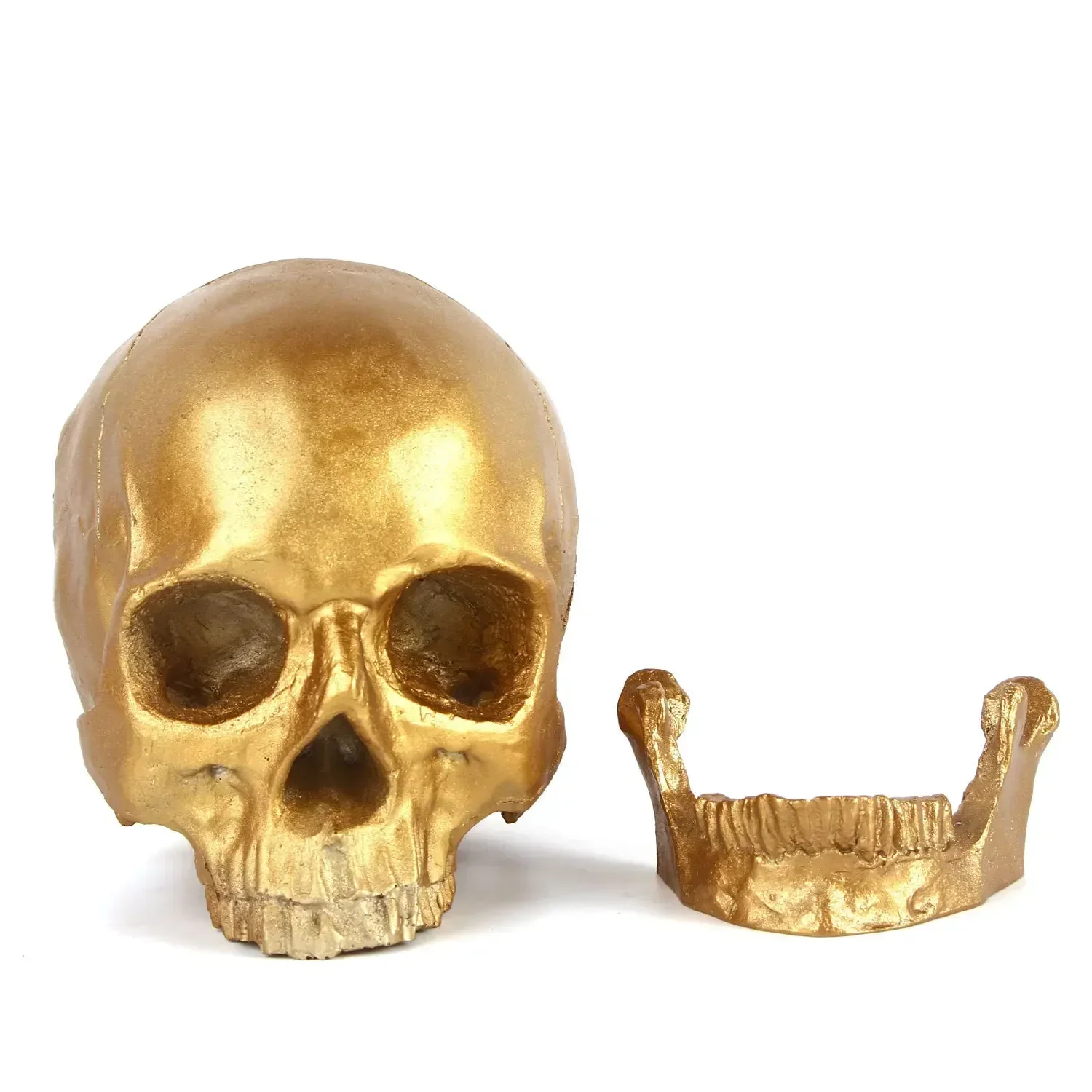 1:1 Handmade Resin Gold Skull Head Collectible Skeleton Decoration Figurine Halloween Skull Statue Halloween Home Decor Ornament