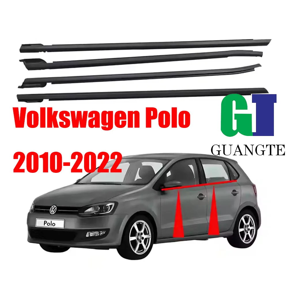 4PCS Black Car Rubber Weatherstrip Glass Window Molding Trim Seal Belt Compatible with Volkswagen Polo 2010-2022 6R4839478
