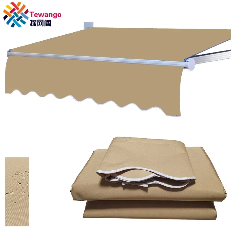 Pure Khaki Retractable Canopy Replacement Fabric Patio Window Cover Garden Sunblock Awning Poly Fabric Waterproof Material