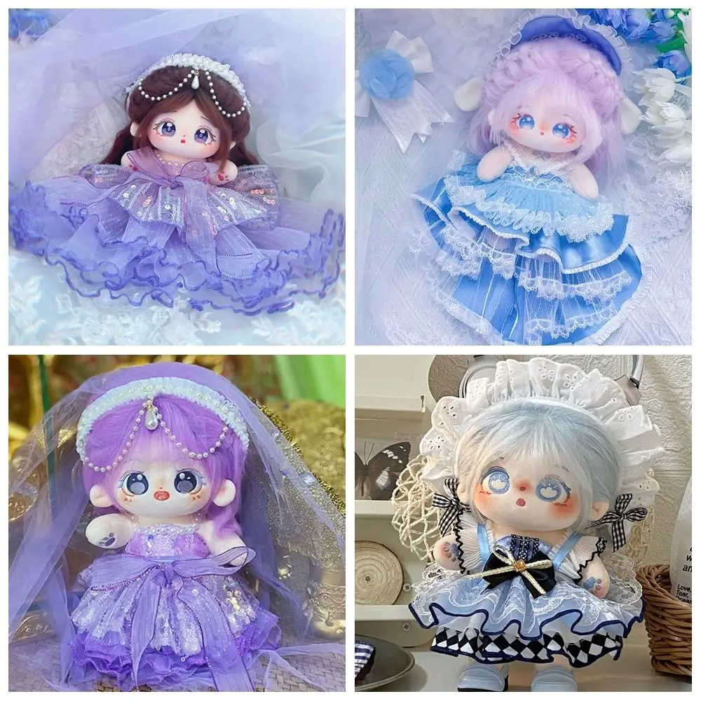 20CM Doll Clothes Doll Accessories Blue Purple Miniature Formal Attire Headdress Changing Dressing Game Mini Ceremonial Dress