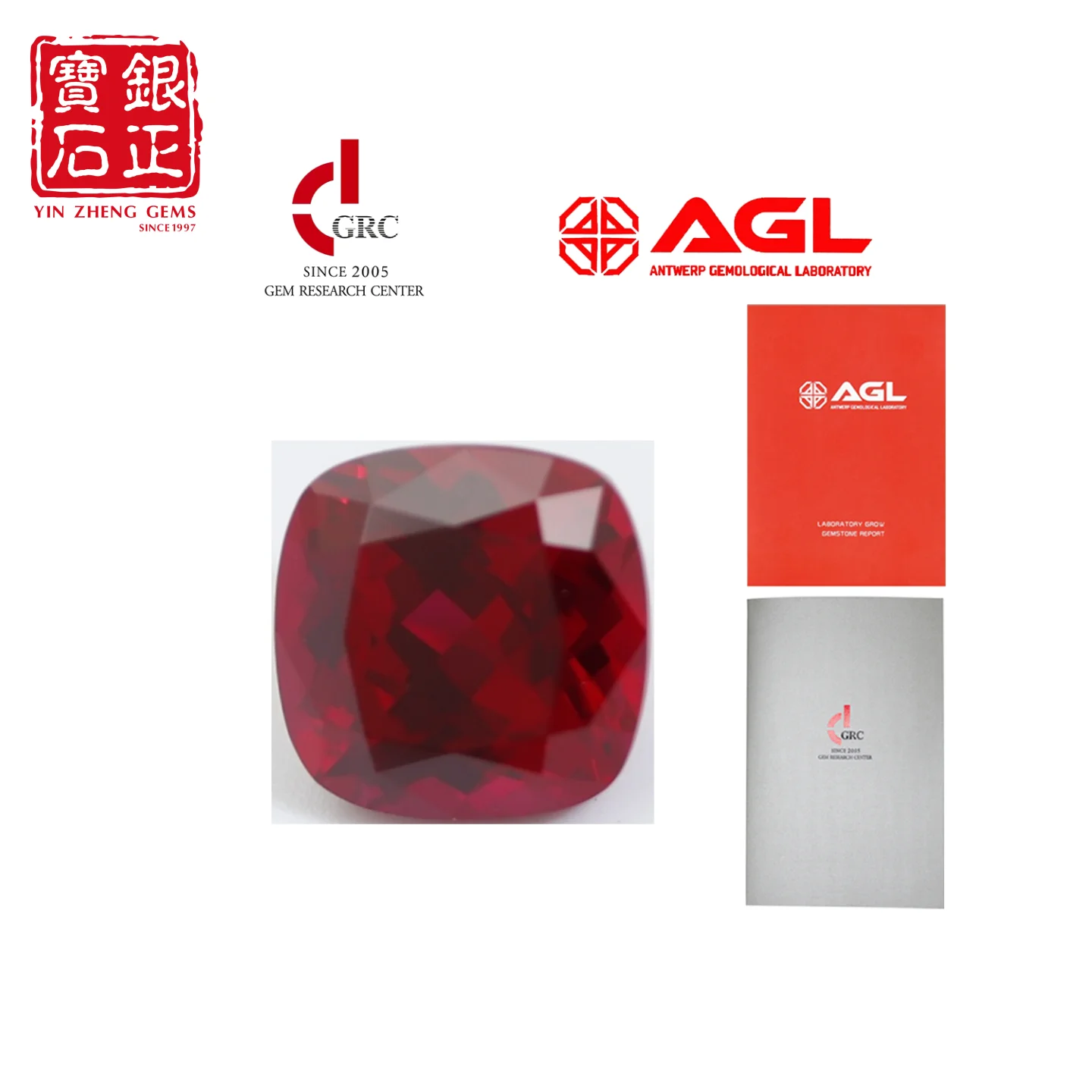 

High Quality Lab Grown Ruby Czochralsk Cushion Cut Cultivated Synthetic Loose Gemstone With AGL Certificate For Jewelry Making