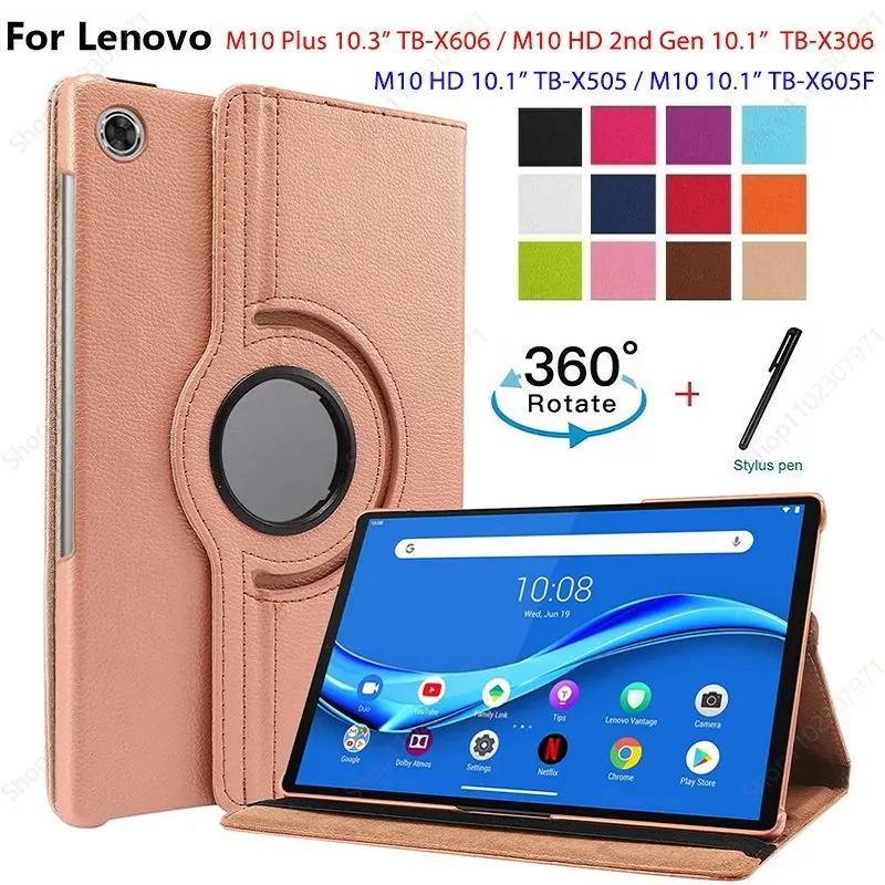 

360 Degree Rotating Case for Lenovo Tab M10 FHD Plus 10.6" 10.3'' Tab M10 Plus 3rd Gen M10 2nd X306 X606 X605 Funda Stand Cover