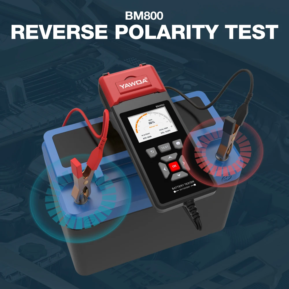 Nowy Test Tester akumulatora samochodowego KINGBOLEN BM800 6V 12V 24V analizator baterii Test ładowania korbowego maksymalne obciążenie wydruku