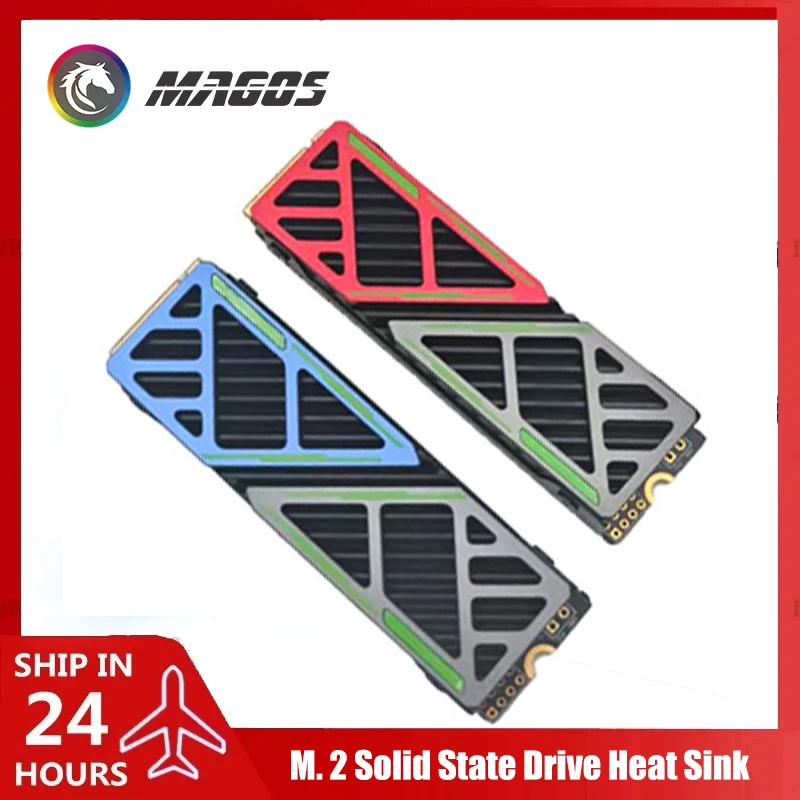 

Dazzcold M.2 SSD Heatsink 2280 NVME NGFF, радиатор из магниево-алюминиевого сплава, эффективный кулер для ПК + термопрокладка, синий/красный