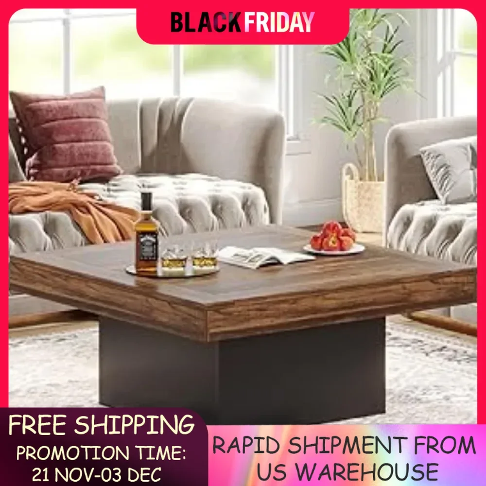 LED Coffee Table,Engineered Wood Coffee Table,Adjustable lighting Center Table for Living Room,Rustic Brown&Black,Café Tables