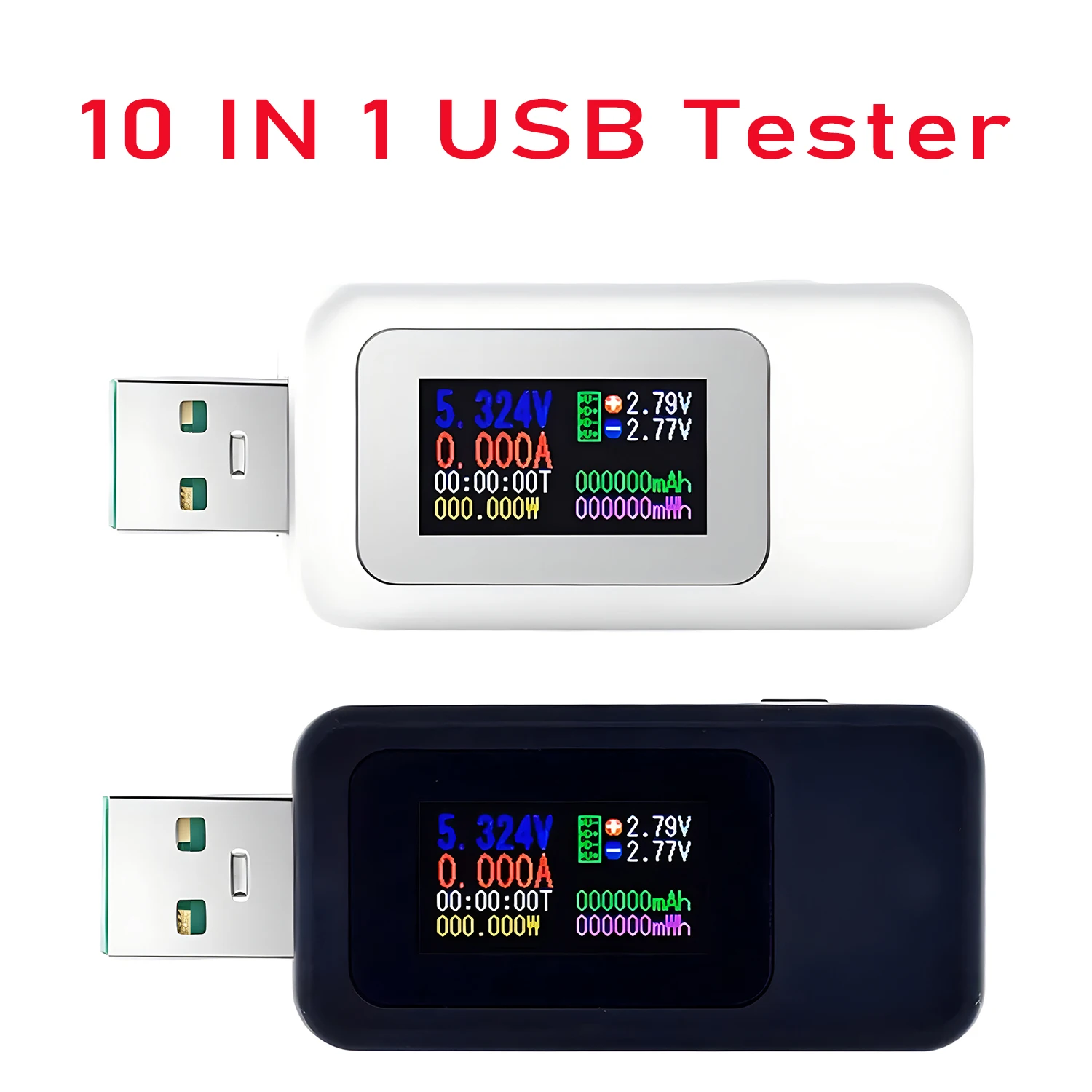 

10 IN 1 USB Tester DC4-30V 0-6.5A Digital Voltmeter Ammeter Current Voltage Meter Amp Volt Indicator Power Bank Charger Detector