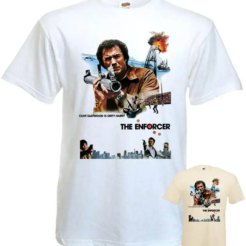 The Enforcer v4 T shirt Clint Eastwood 100% cotton white natural all sizes S-5XL