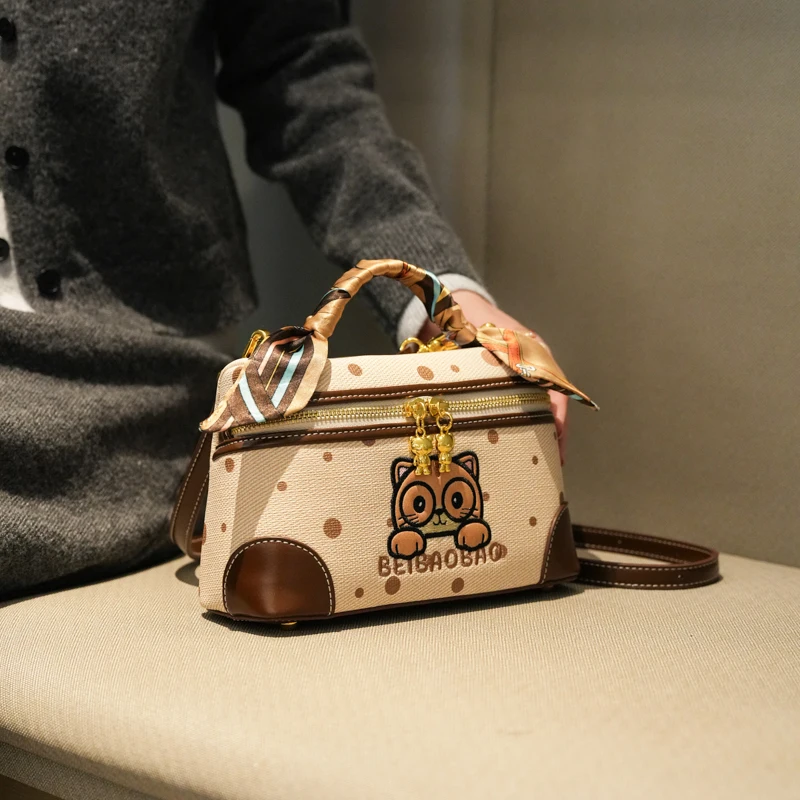 【Hot Sale】2026 new messenger bag, multi-functional shoulder bag, cartoon zipper bag, mini casual handbag, large capacity bag