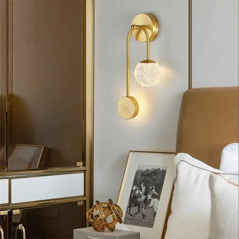 ALBERT Modern Gold Brass Bedside Lighting LED 3 Colors Lovely Creative Wall Lamp for Home Bed Room Decor