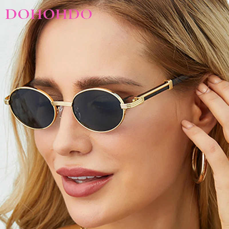 

Fashion Punk Trendy Small Oval Metal Women Sunglasses Luxury Brand Men Sunglass Outdoor Drive Travel Shade Goggles UV400 Lentes