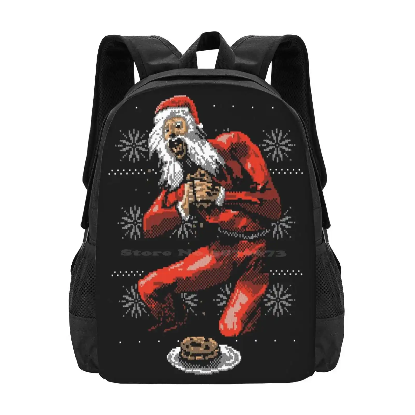 Santa Devouring His Cookies Pattern Design Laptop Travel School Bags Christmas Santa Holidays Ugly Sweater Saturn Mythology