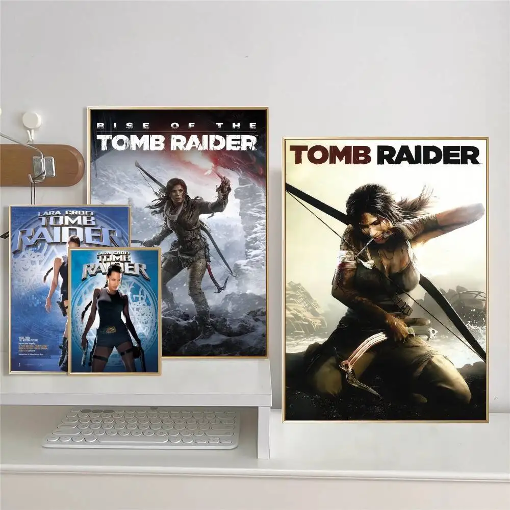 لارا كروفت تومب رايدر أنيمي الملصقات لزجة الديكور اللوحة جدار الفن الأبيض كرافت ورقة جدار ديكور