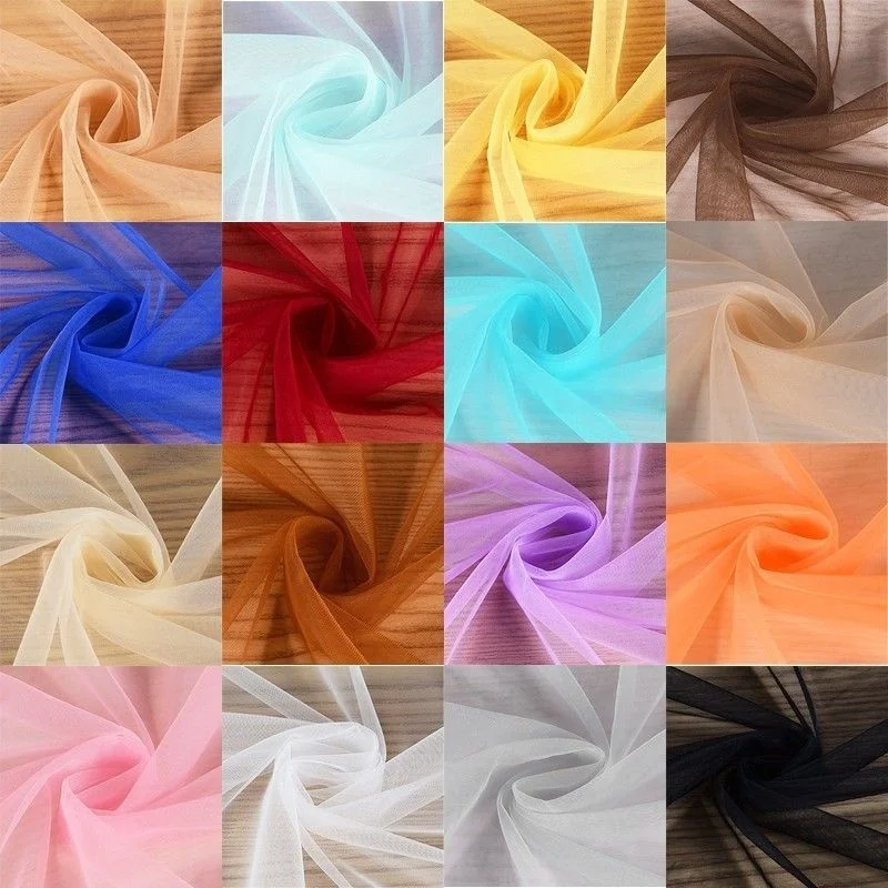 

Transparent Fine Mesh Fabric Encrypted Tulle Cloth for Wedding Veil Dress Skirt Background DIY Designer Material