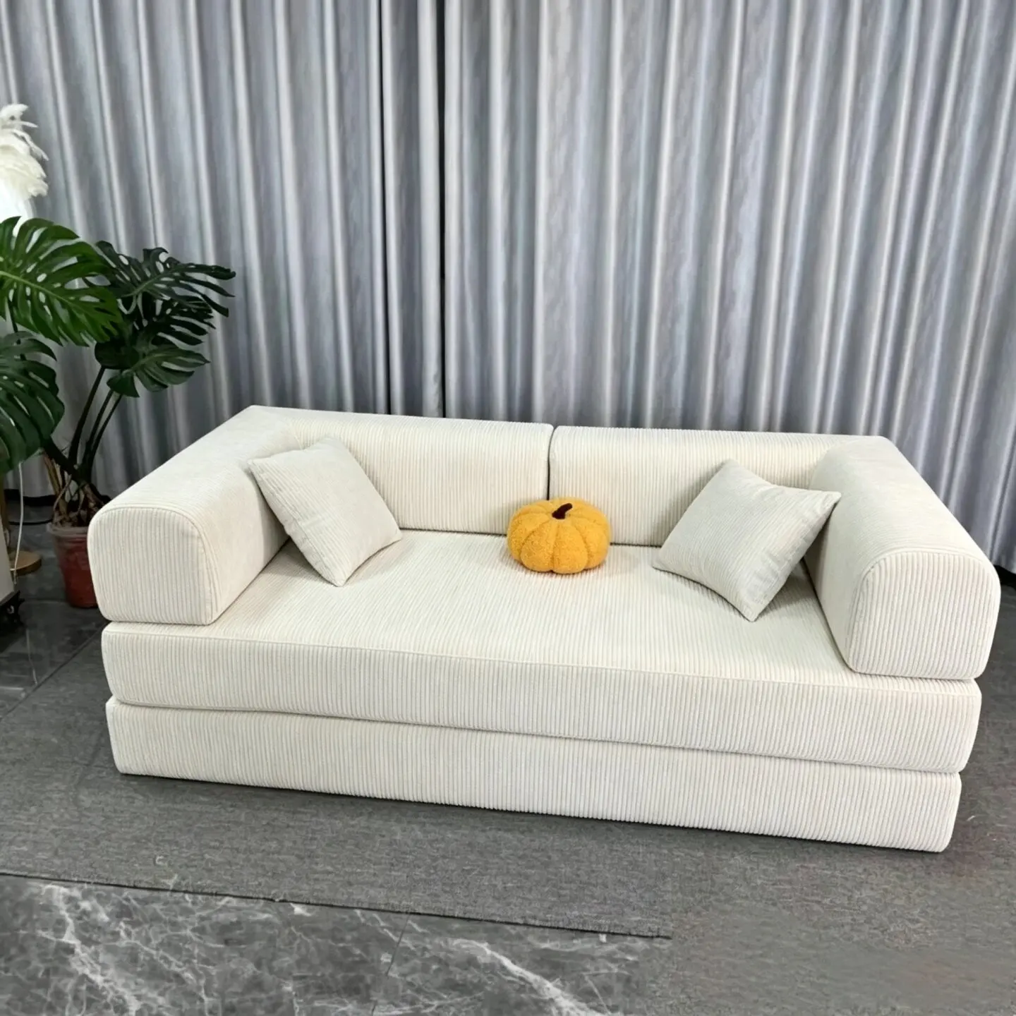 HYS vacuum compression folding dual-purpose fabric sofa bed living room module sleepable reclining straight sofa