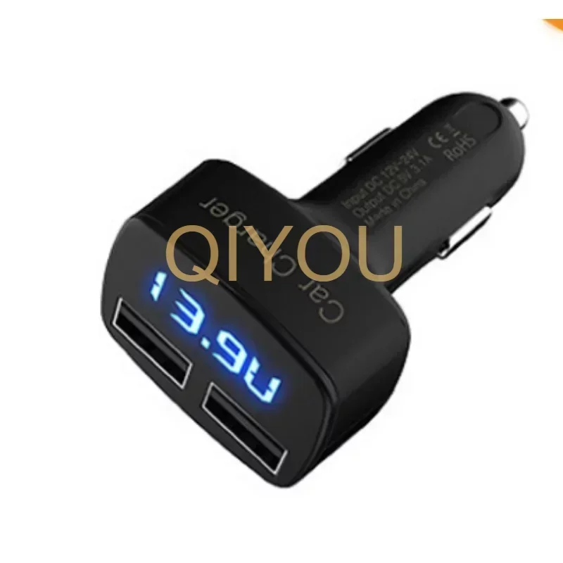 Car Charger 4 In 1 Dual USB Port Quick Charge LED Display Temperature Cigarette Lighter Phone Adapter Car Voltage Diagnostic