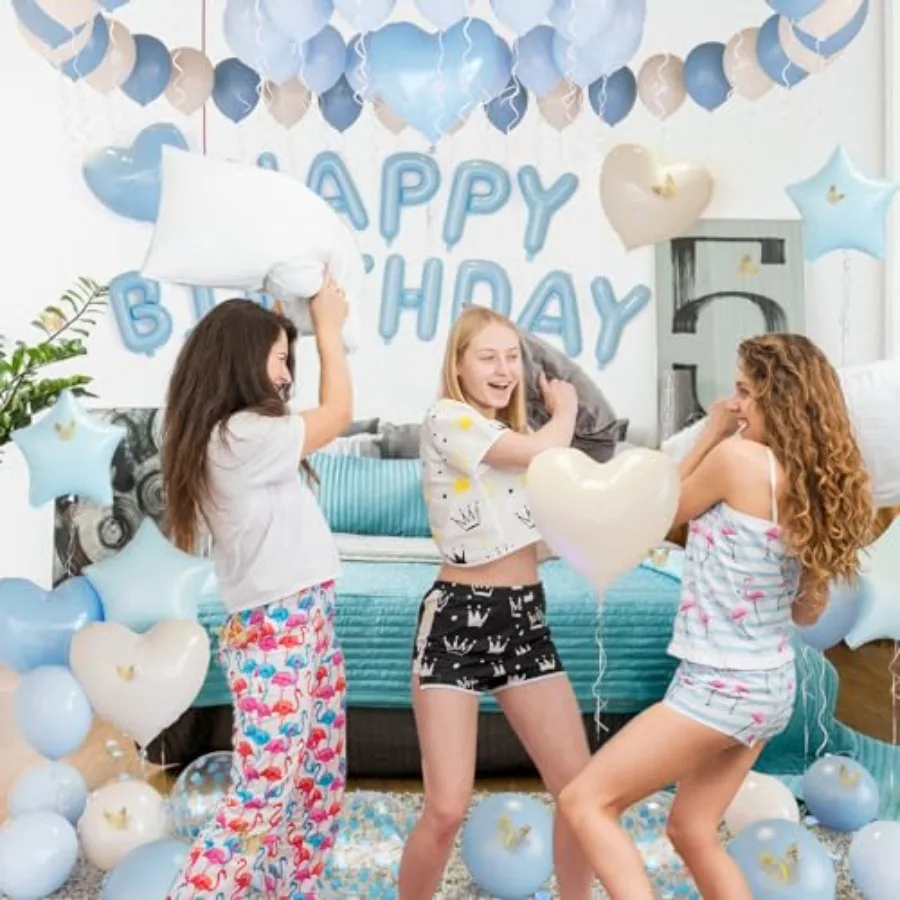 مجموعة بالونات زينة عيد الميلاد السعيدة الزرقاء، بالونات ديكور الحفلات مع رقائق قصاصات بيضاء لعيد الميلاد السعيد والرمل الأزرق المغبر #2