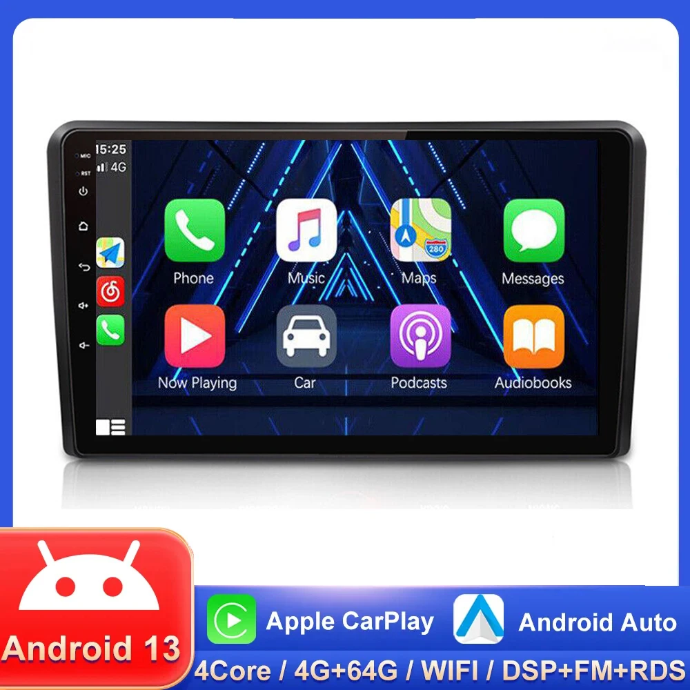 

Беспроводное автомобильное радио CarPlay Android Auto для Audi A3 8P 2003-2009 2010 2011 2012 2013 4G + Wi-Fi Автомобильный мультимедийный GPS 2din авторадио