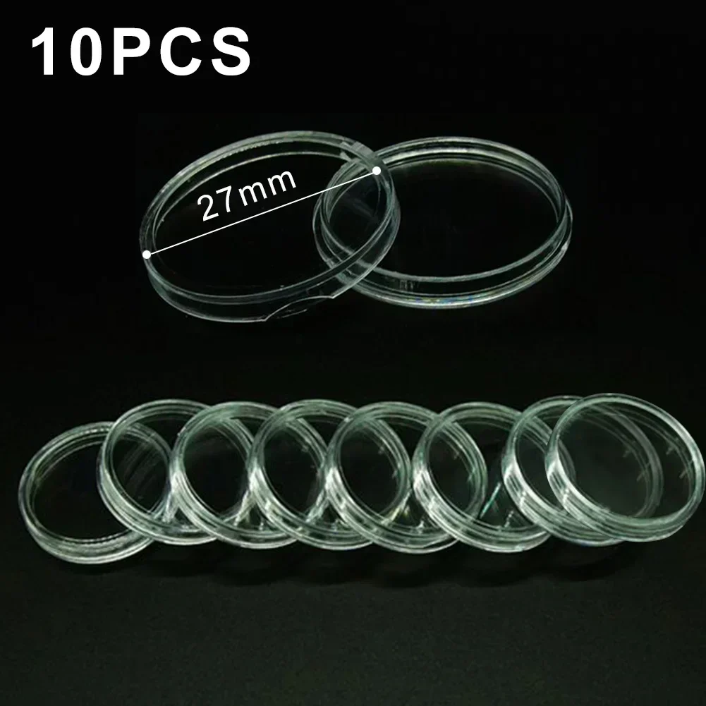 Box Coin Capsules Transparent Plastic Round Box 10/25 Pcs Coin Collecting Box Coins Storage Capsule Display Case Brand New
