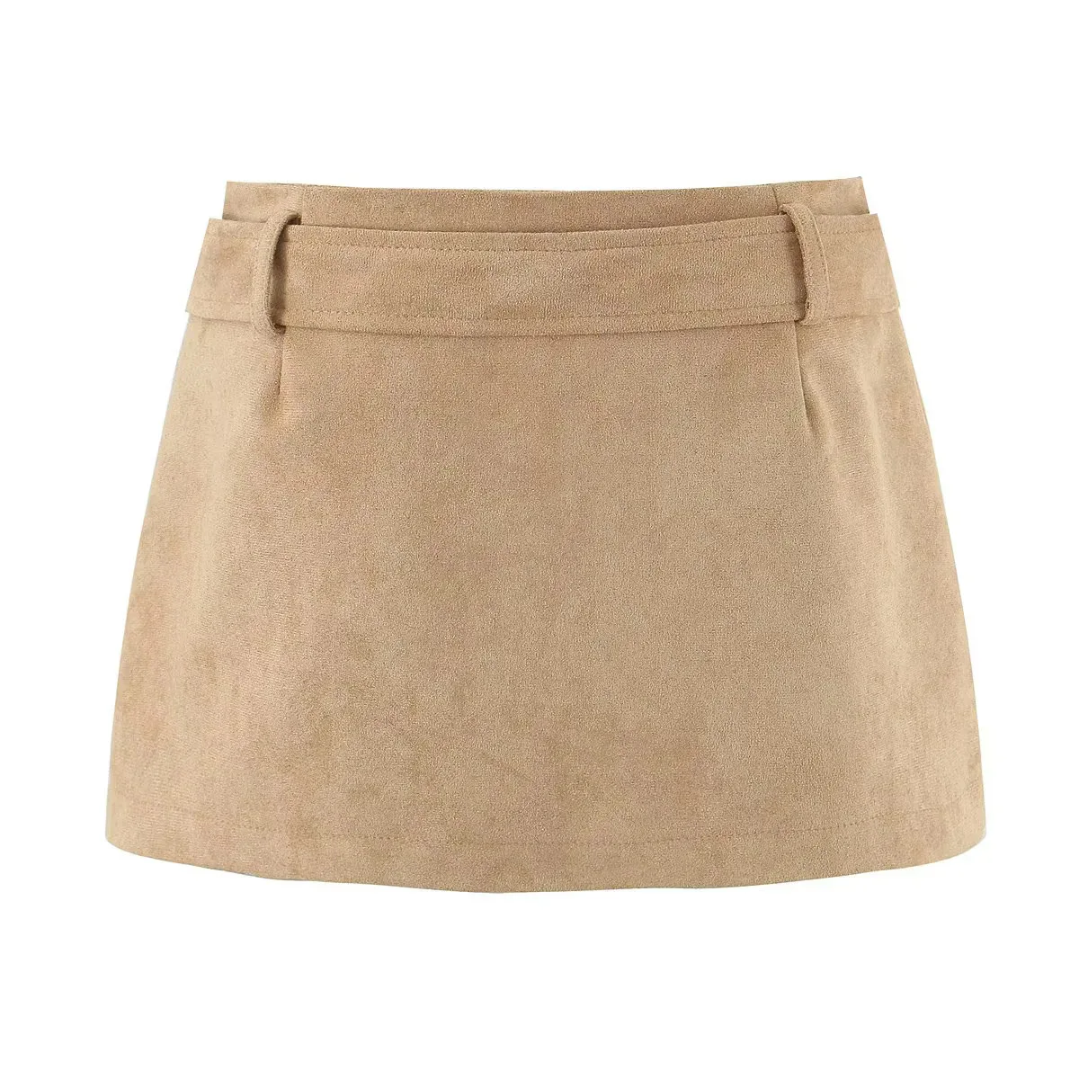 American-Style Faux-Leather Belt-Waisted High-Waisted Anti-Baring Pant-Bottom Skirt A-Line Midi Dress