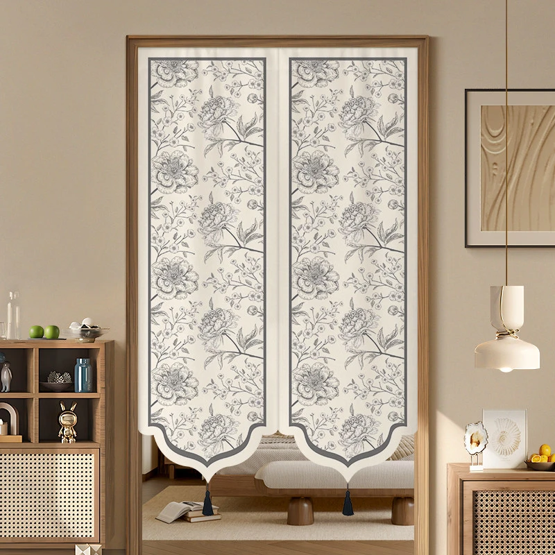 Chinese Style Privacy Curtain Bedroom Bathroom Kitchen Door Drape Elegant Tassel Design No Punching Required Home Decor