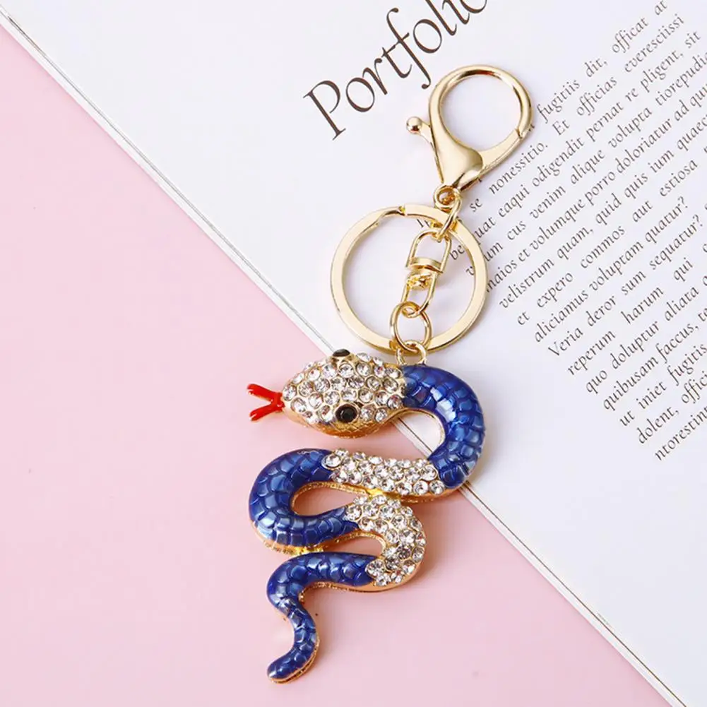 Exquisite Snake Keychain Auspicious Snake Design Keychain 2025 Year of Snake Keychain with Rhinestone Charm Statue Chinese New