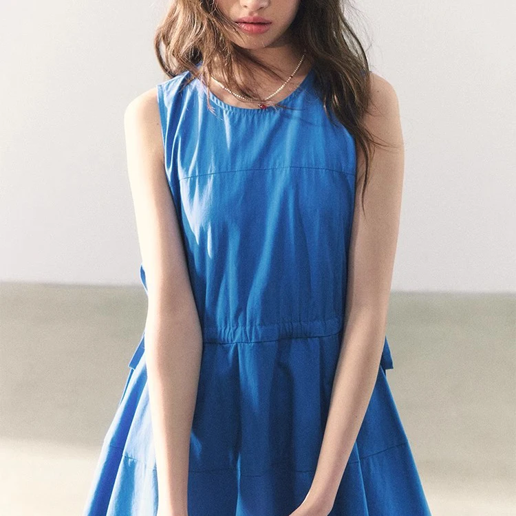 2025 ผู้หญิงฤดูร้อนชุดยาวสีฟ้าแขนกุดหลวมสไตล์ Boho Maxi ชุด Vestidos เสื้อผ้าผู้หญิง