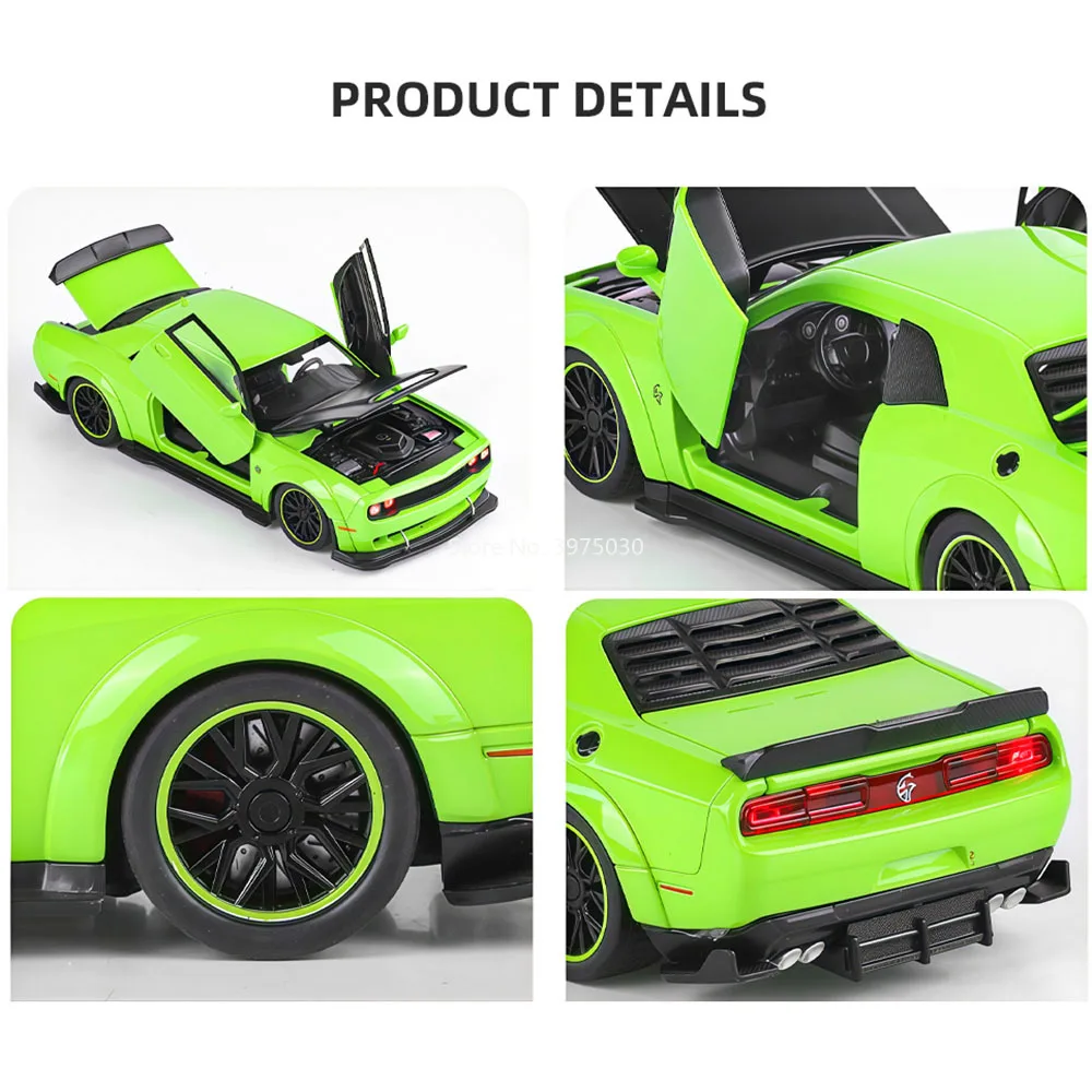 1:32 Challenger SRT Hellcat DB12 Modellen Auto Speelgoed met Licht Geluid Miniatuur Supercar Wiel Trek Voertuig Jongens Verjaardagscadeautjes