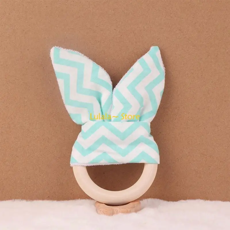 Y4QA عضاضة خشبية لحديثي الولادة لعبة أطفال تفاعلية هدية للرضع من مونتيسوري