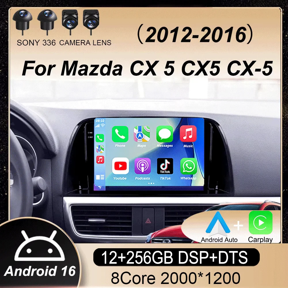 

Android 16 carplay For Mazda CX 5 CX5 CX-5 2012 - 2016 Video Player Car Radio Multimedia Navigation Carplay Head Unit 2din