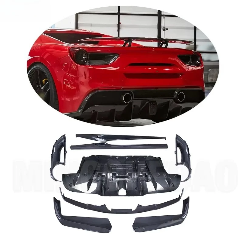 Dry Carbon Fiber Novitec Style Body Kit for 488 Front Lip Side Skirt Rear Lip Tail Air Outlet Tail Light Frame