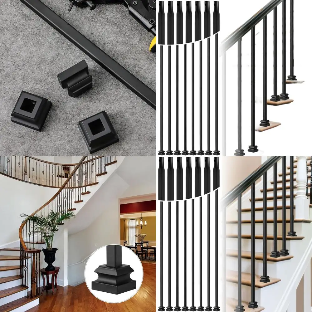 

Набор из 20 полых квадратных железных балясин с матовым черным покрытием для лестничных перил и декора интерьера