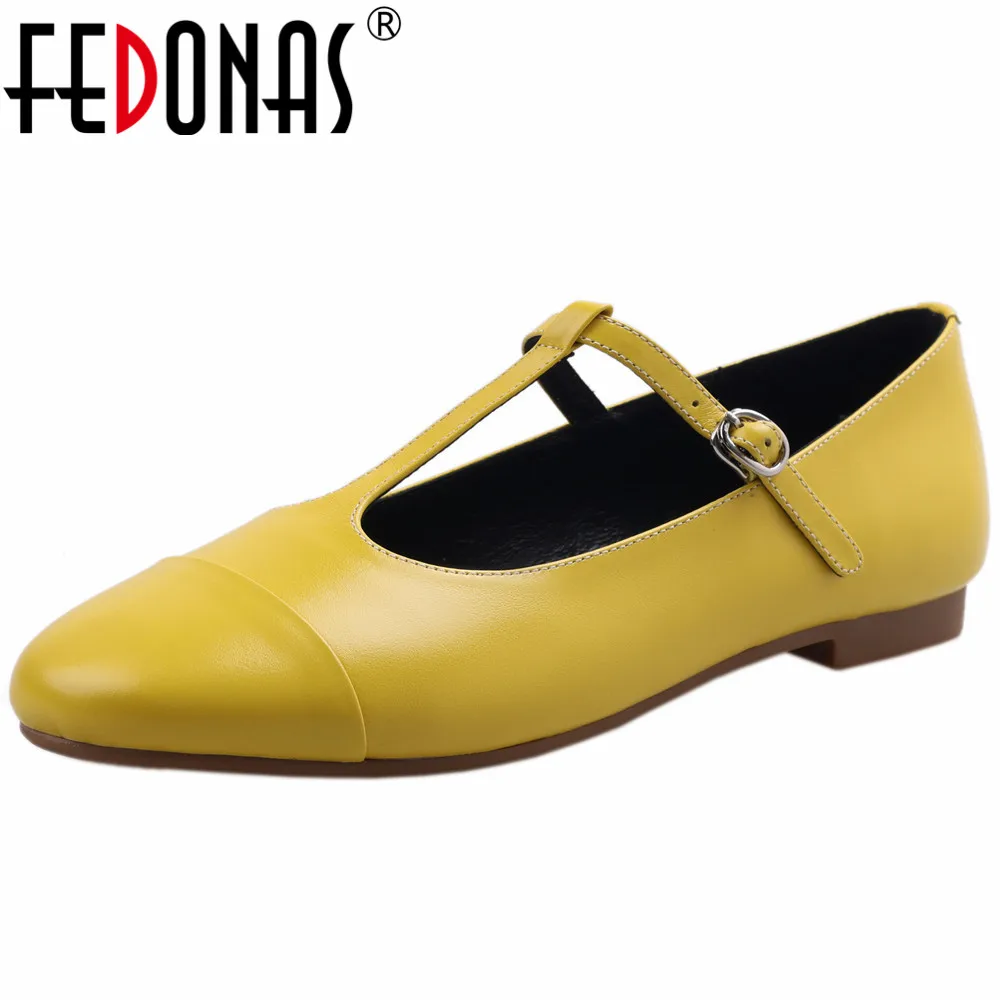 

FEDONAS Spring Summer Women Flats Round Toe T-tied Genuine Leather Basic Shoes Woman Concise Casual Working Shoes New Arrival