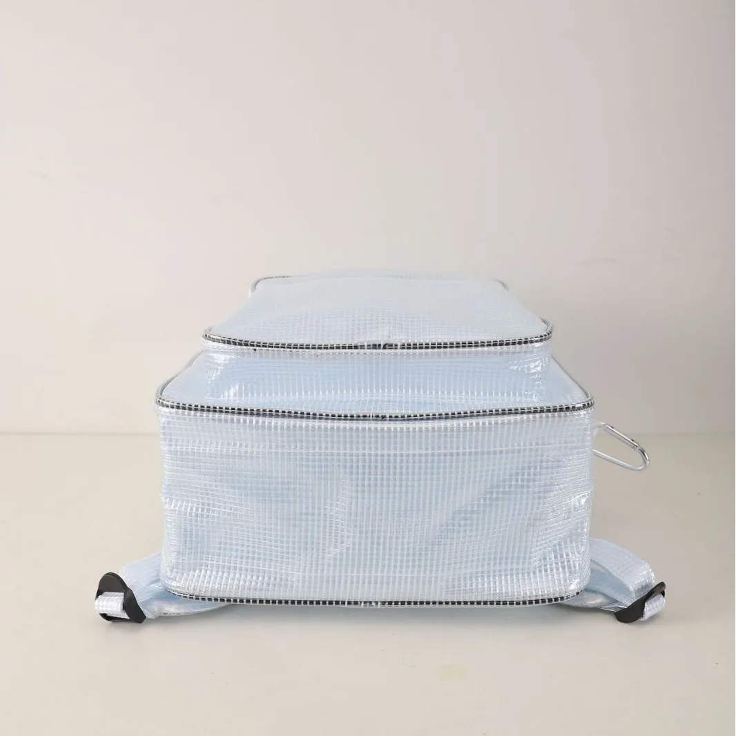 Anti-Static PVC Transparent Plaid Backpack Double Shoulder Support 20KG Weight Youth Business Use 3 Compartments NX DOUGHNUT