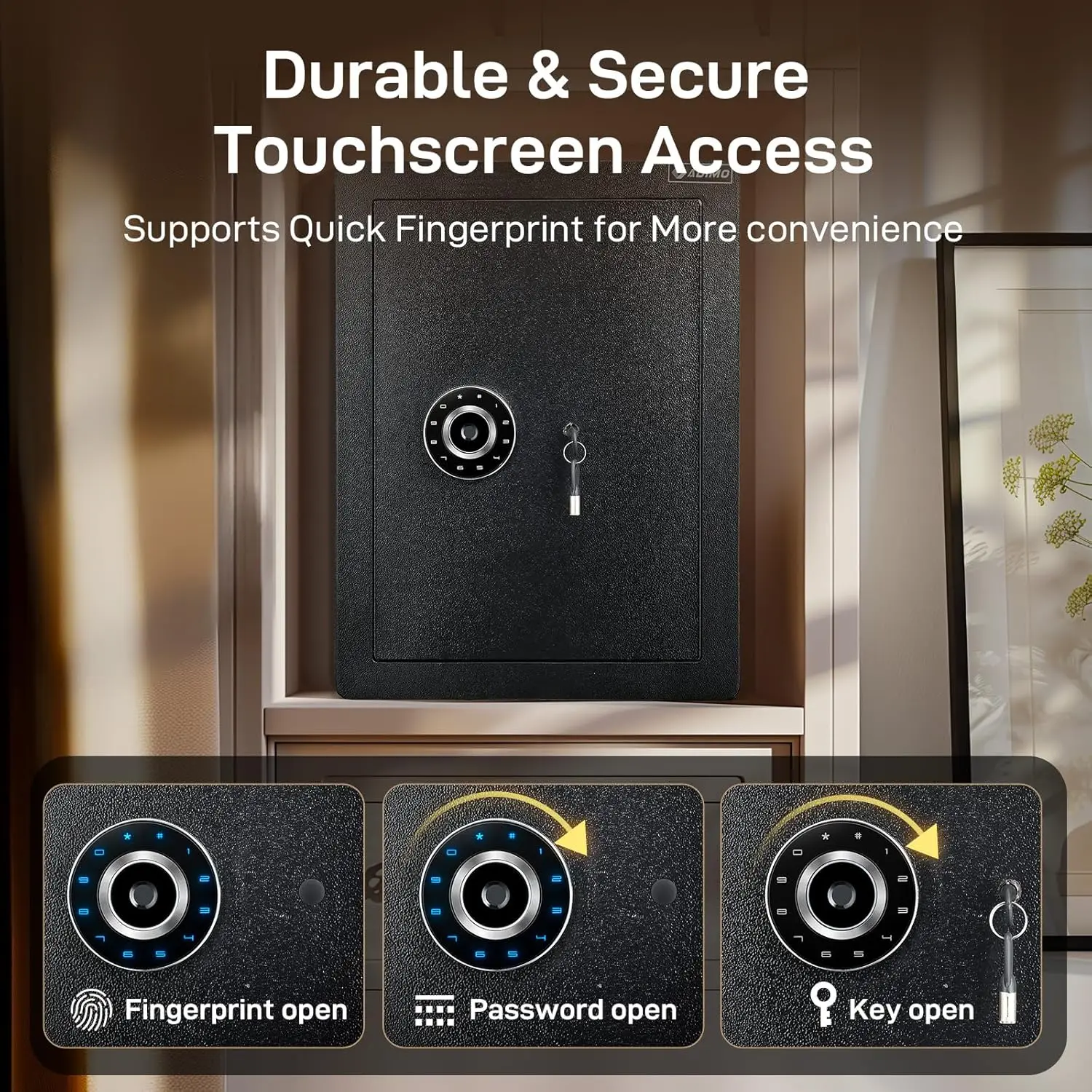 Fingerprint Safe Box, 2.1 Cuft Biometric Safe w/Removable Shelf, Heavy Duty Fireproof Safe w/Sensitive Alarms, Dual Key System,