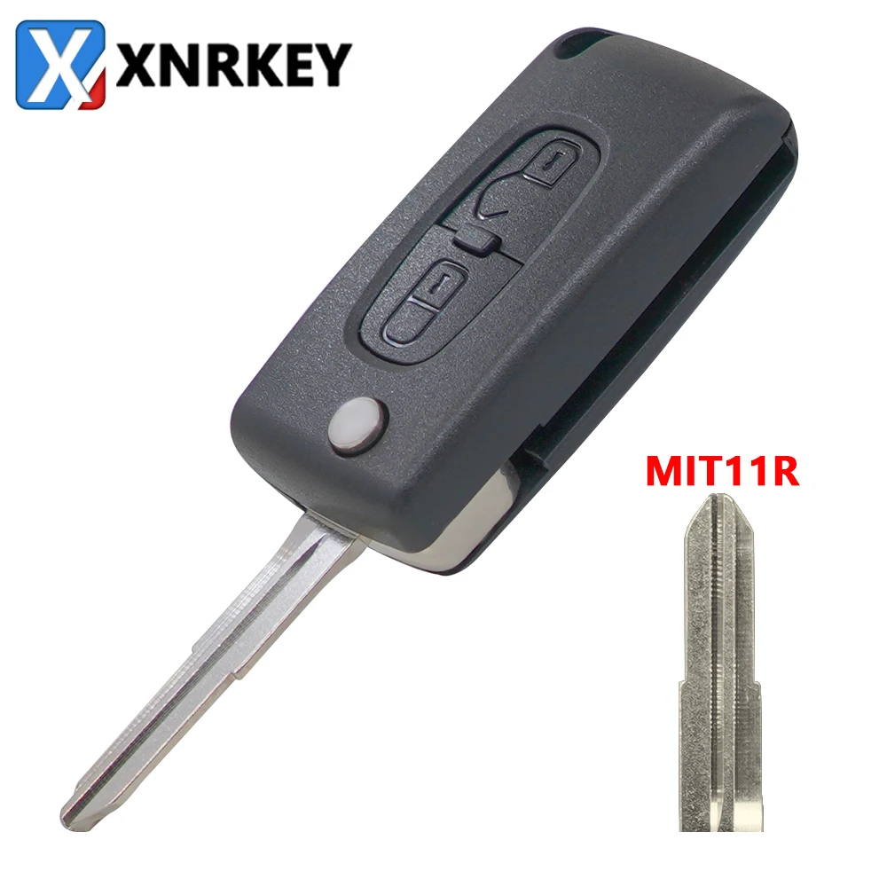 XNRKEY 2B Flip Car Key Case for Peugeot 4007 ET 4008 for Citroen C-Crosser C4 Aircross Replacement Remote Key Shell MIT11R Blade