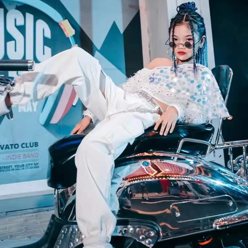 女の子ジャズダンススーツ女の子子供ストリートダンスヒップホップ衣装ティーンモデルキャットウォーク衣装ガールグループダンス衣装クール