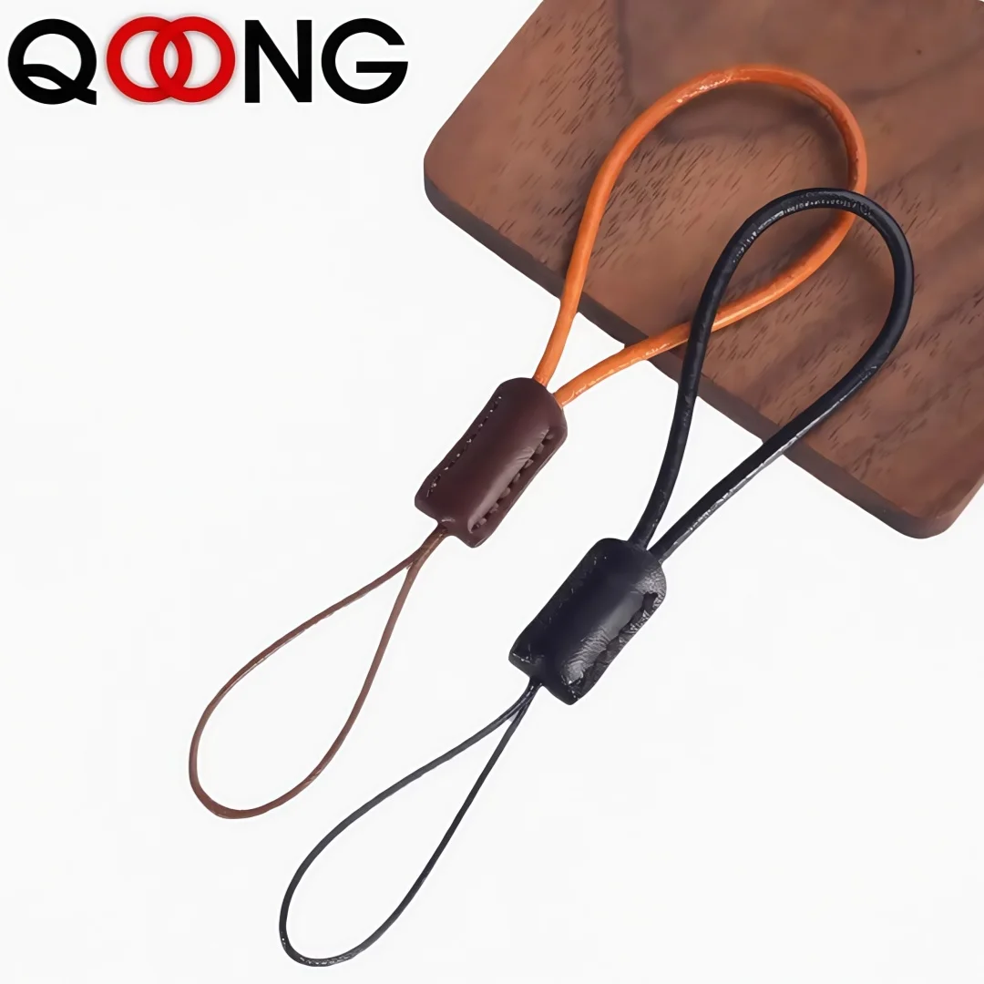 QOONG 13CM 19CM 45CM Genuine Leather Car Keychain Retro Manual Weaving Rope Key Chain Holder Calfskin Phone Lanyard Key Ring M01