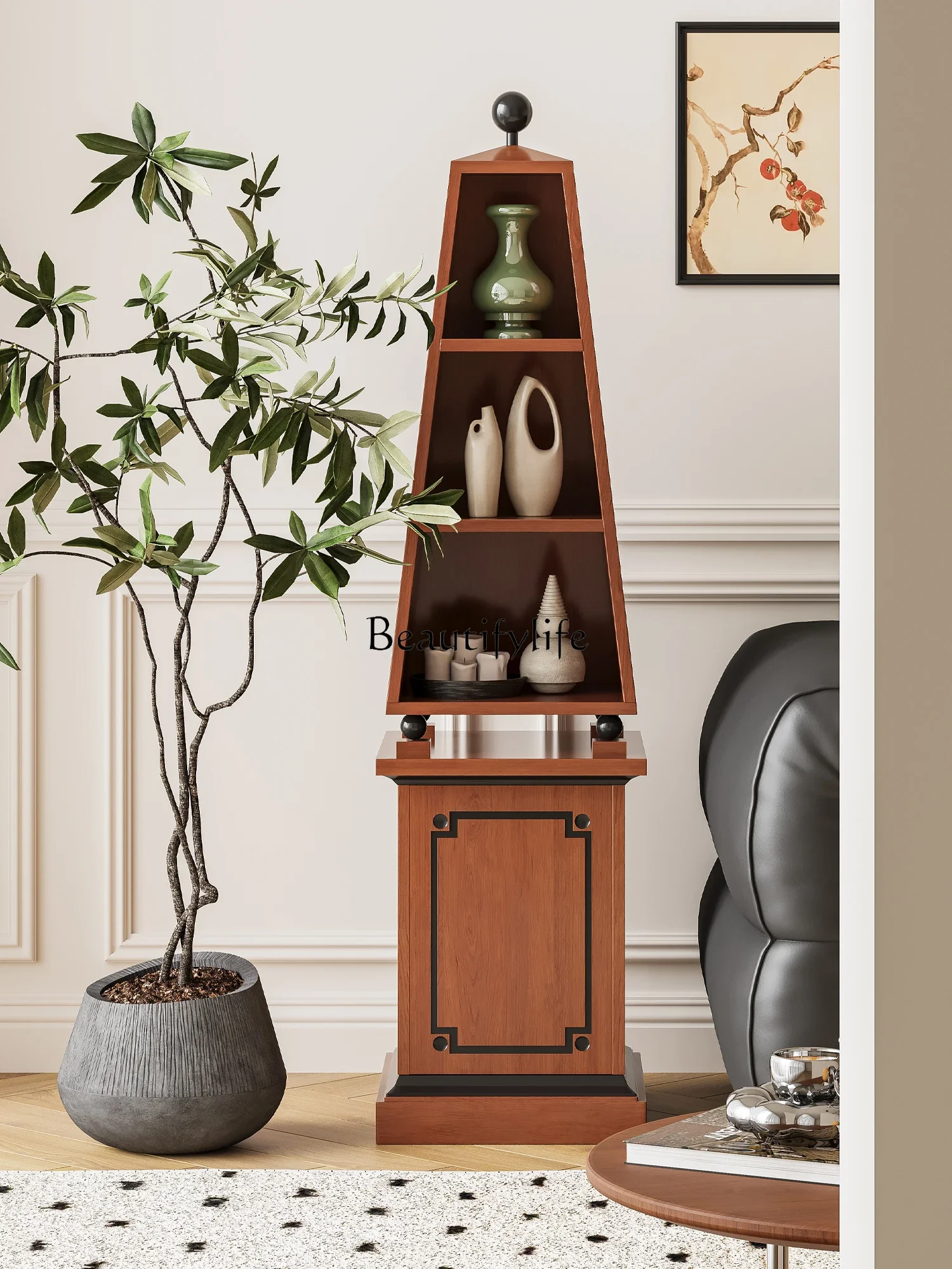 

GG8 Solid wood medieval pyramid corner cabinet corner rack storage integrated cabinet