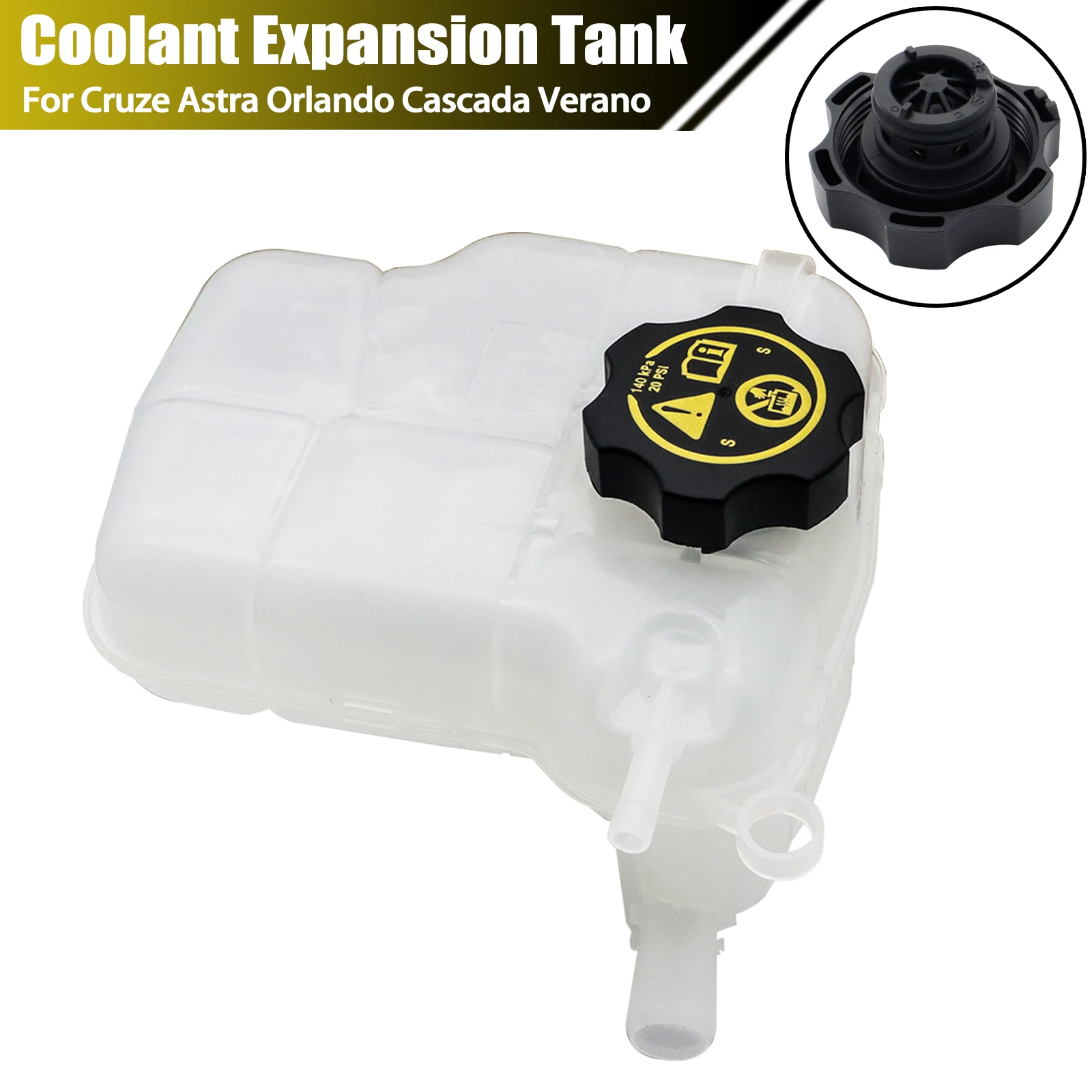 For Vauxhall Opel Astra J MK6 Cascada Buick Verano Chevrolet Cruze Coolant Expansion Water Tank 1.4L 1.6L 1.7L 2.0L Good Sealing