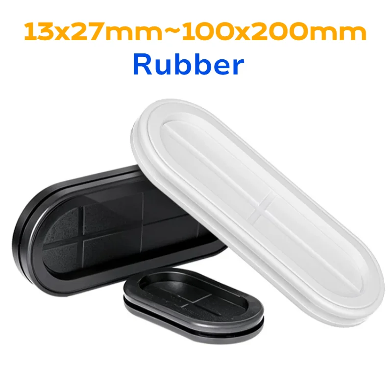 Black/White Oval Rubber Double Sided Protective Coil Seal Ring Sealing Cap Hole Plug For Protects Wire Cable Hardware Tool