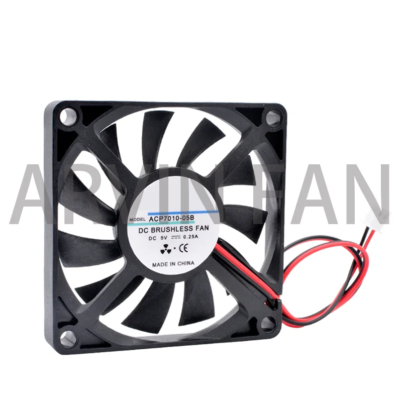 ACP7010-Ventilateur de Refroidissement de Châssis, Alimentation Électrique, Chargeur, Onduleur, 7cm, 70mm, 70x70x10mm, DC 5V, 12V, 24V, 2 Broches, 2 Fils