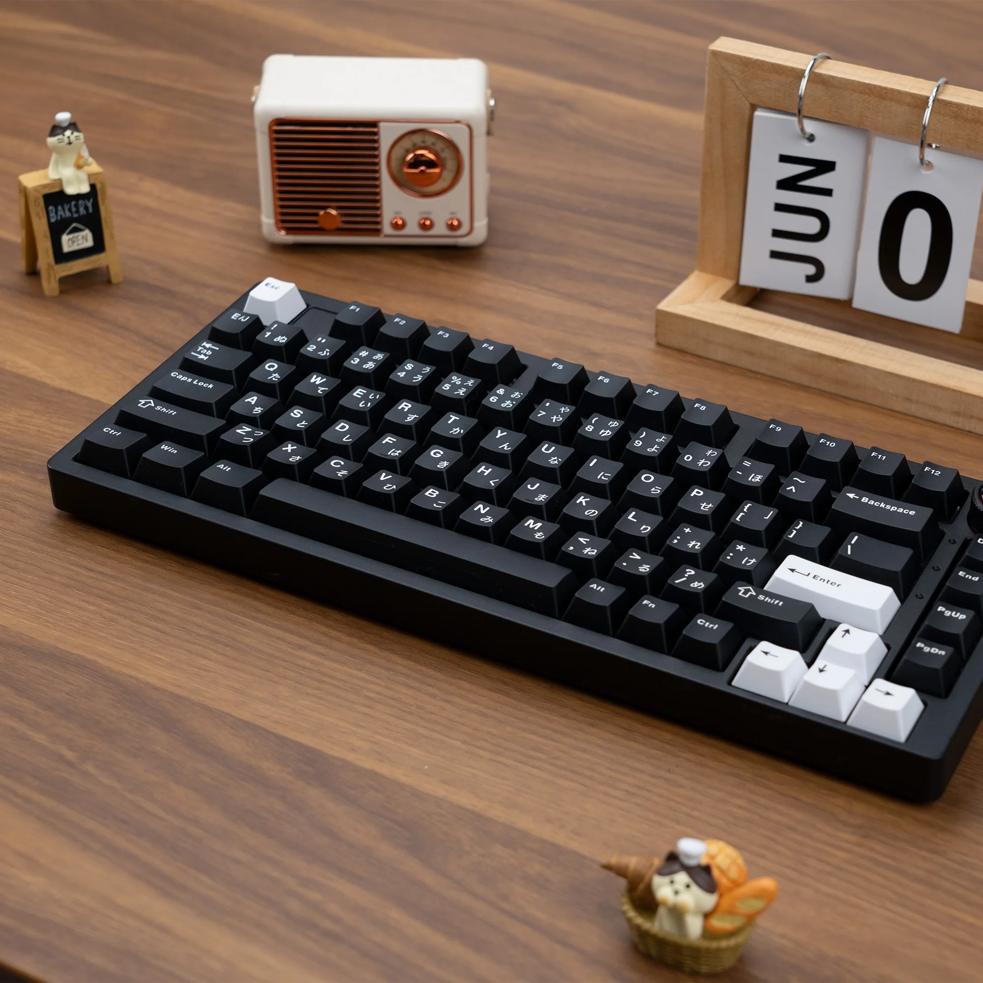 Xvx cereja perfil keycaps personagem japonês preto pbt keycap não brilhar através do teclado mecânico duplo tiro keycaps 146 chave