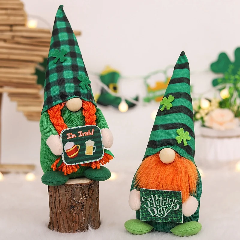 St. Patrick's Day Gnome Decoration, Irish Leprechaun Swedish Nisse Tomte Scandinavian Ornaments For Home Desktop